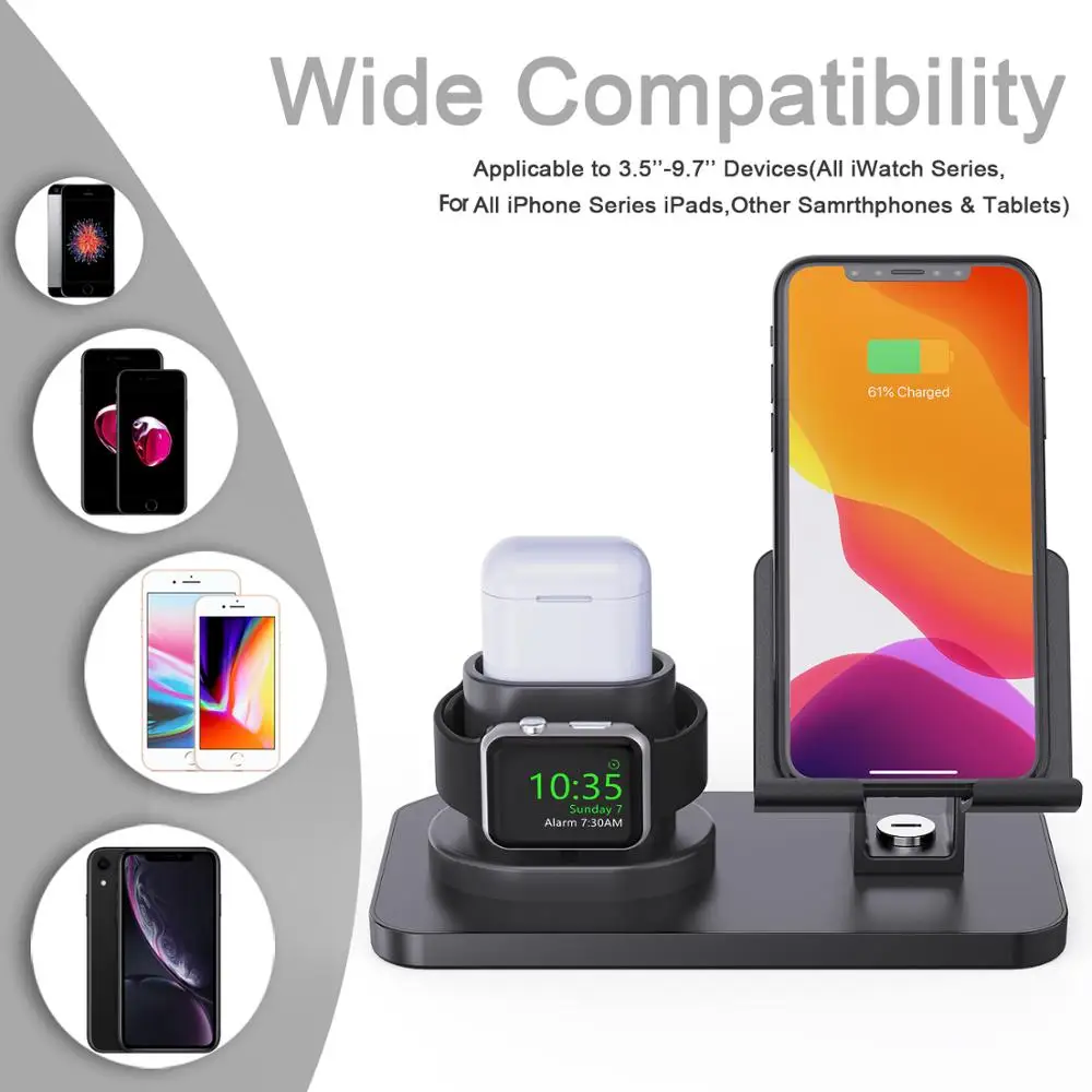 Подставка для Apple Watch держатель зарядки мобильного телефона Airpods iPhone 11Pro XS Max XR 8 7 Plus