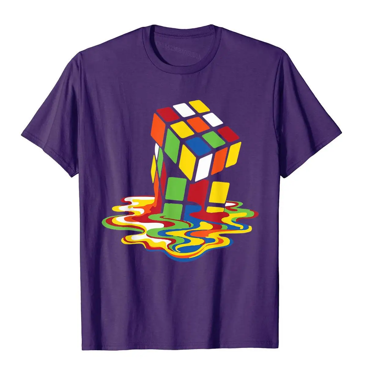 Awesome Graphic Melting Rubik Rubix Rubics Cube Funny Tee T-Shirt__B6016purple