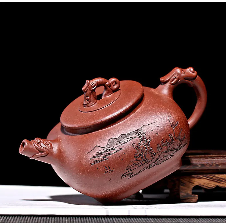 Yixing Clay Teapot Raw Ore Bottom Slot Greenish Blue Entirely Handmade Prepared for zhong ying Muddy square pot Genuine Product