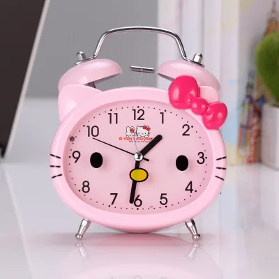 3 дюймов мультфильм рисунок «Hello Kitty» пары Колокольчик металлический немой подсветкой будильник для студента, детская одежда с «hello kitty» Часы с котами - Цвет: 3