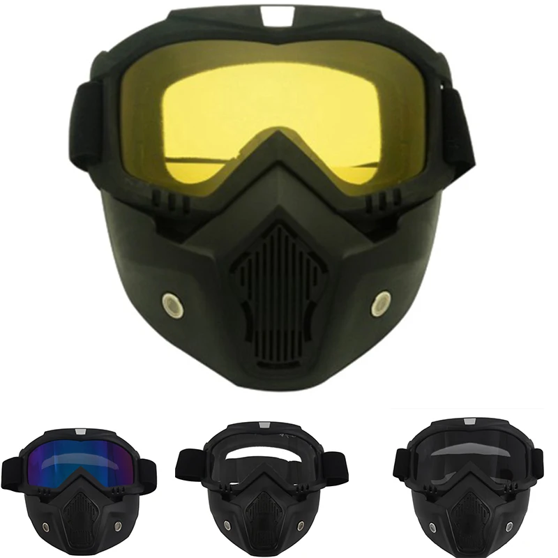 

Racing Detachable Modular Motorcycle Helmet Protective Face Mask Shield black lens