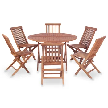 

7 Piece Outdoor Dining Set Solid Teak Wood Outdoor Dining Set Weather Resistant For Garden/Balcony/Patio Dining Room Simple