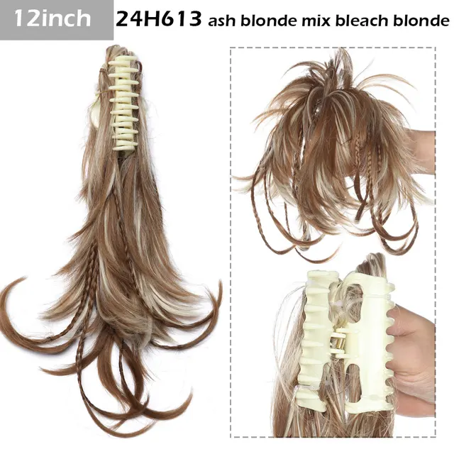 S-noilite Syntheitc Big Grab Ponytail Hair Extension Claw Clip In Ponytail Extension Hair Fake Hairpiece For Women Daily Party 12-1336