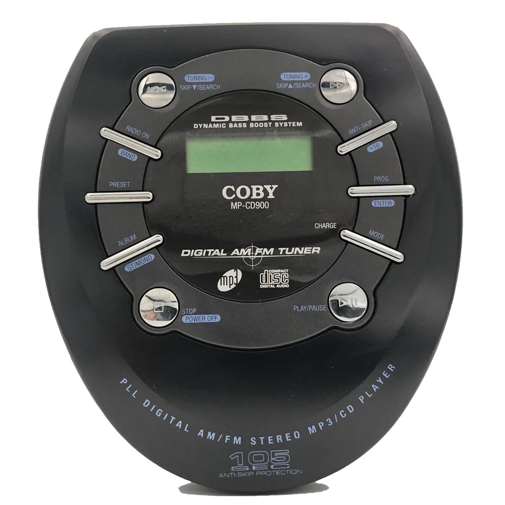 Portable CD player walkman bass boost system high quality music shockproof discs LCD display 3.5 mm audio interface CD-R-RW disc