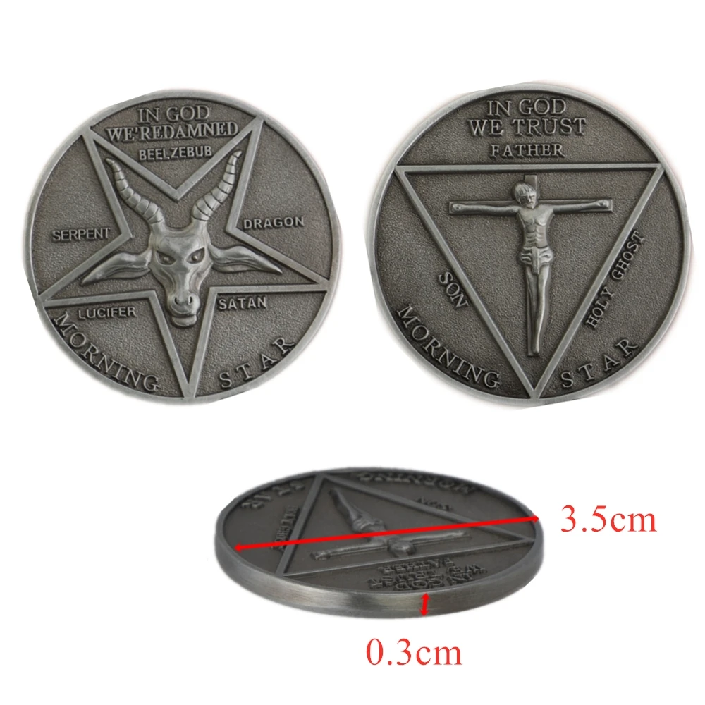 

Lucifer Morning Star Satanic Pentecostal badge Coin Specie Cosplay mask Accessories Prop Cosplay Accessories Movie Prop Lucifer