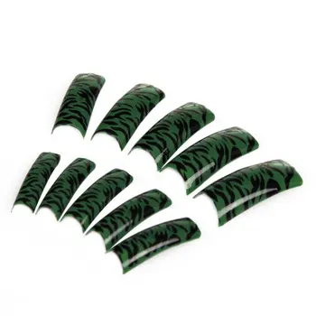 

100pcs Green Zebra Fake Nails Nail Art Tips Make Up Decoration