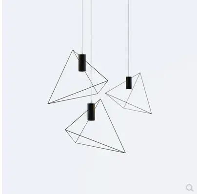 Nordic creative loft iron retro industrial chandelier bar cafe restaurant bedside triangle chandelier led