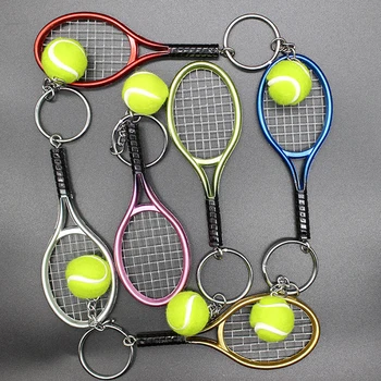 

Mini DIY Tennis Racket Keychain Cute Sport Keychain 6 color Pendant Keyring Sports Key Chain Sports Model Toy Gifts