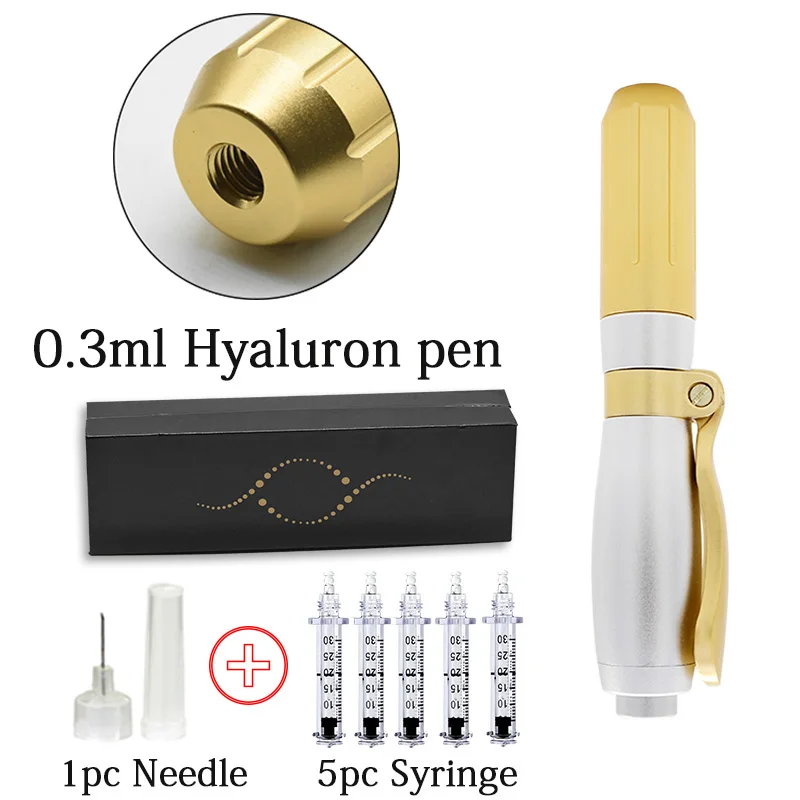 Профессиональная гиалуроновая ручка неинвазивный губ подъема удаление морщин губ ручка впрыски Красота инструмент ампулы головка шприц 0,3 0,5 мл - Номер модели: 0.3ml pen set