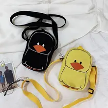 Женская Холщовая Сумка с милым утенком из мультфильма, новинка года, стильная сумка на плечо в Корейском стиле для девочек, модная Милая сумка на плечо с рисунком