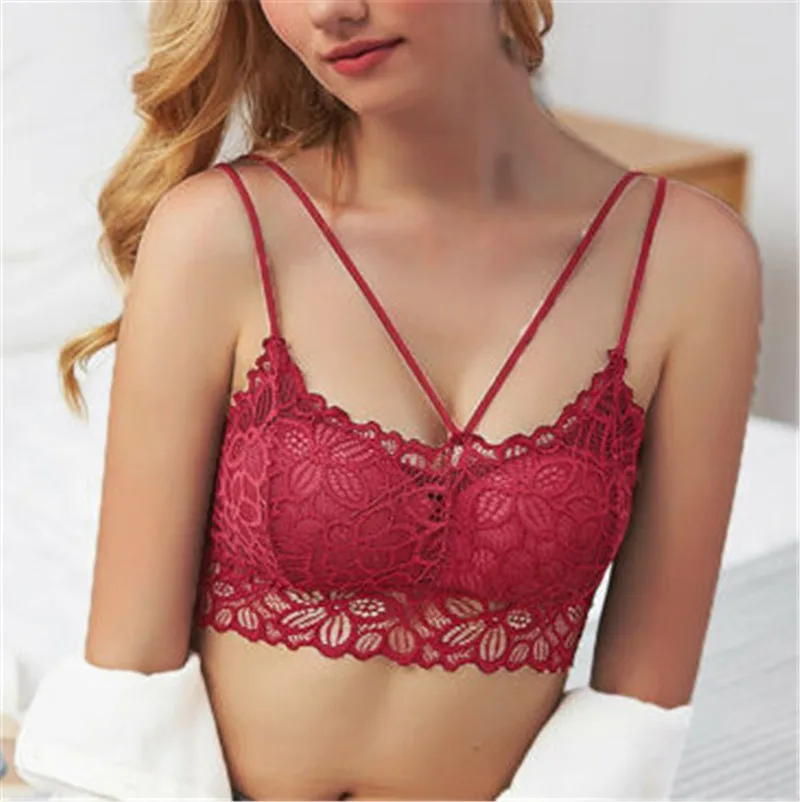 Женское нижнее белье Bralette женское нижнее белье сексуальные цветочные кружевные бюстгальтеры для женщин полная чашка вышивка однотонный цвет мягкий бюстгальтер пуш-ап