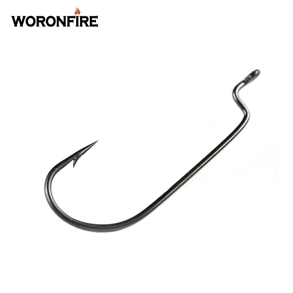 50pcs High Carbon Steel Narrow Crank Hook 1# 2# 4# 6# 8# 1/0# 2/0