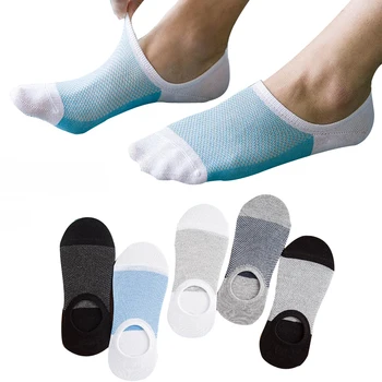 

5 Pairs/lot=10 pcs Men Socks Invisible Summer Mesh Breathable Man Boat Socks Silicone Non-slip Men Short Socks