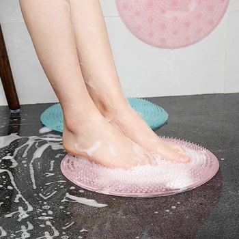 

Bath Mat On The Floor Silicone Bath Foot Brush Non-slip Carpet Soft Silicone Suction Cup Bathroom Rug Bathroom Accessories