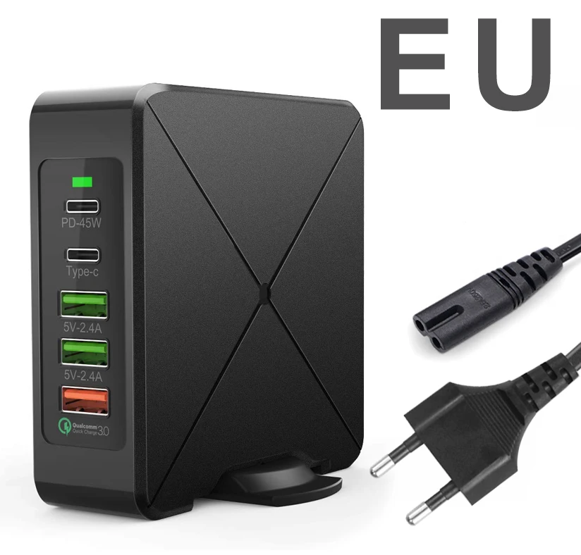 75 Вт быстрое зарядное устройство PD type C USB зарядное устройство для iPhone X samsung A50 huawei Tablet QC 3,0 быстрое настенное зарядное устройство US EU UK адаптер питания - Тип штекера: EU Plug-X88