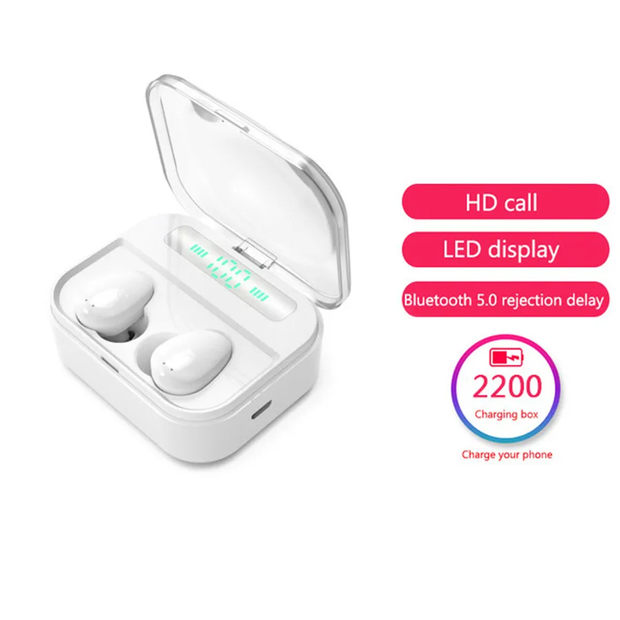 X7 True беспроводные наушники светодиодный беспроводной Bluetooth гарнитура HiFi игровая гарнитура с микрофоном стерео звук музыка Bluetooth наушники - Цвет: White