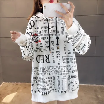 

Autumn Woman Hoodies New Korean Edition Long Sleeve Hooded Letter Print Casual Loose Sweatshirt Pullovers Harajuku Streetwear