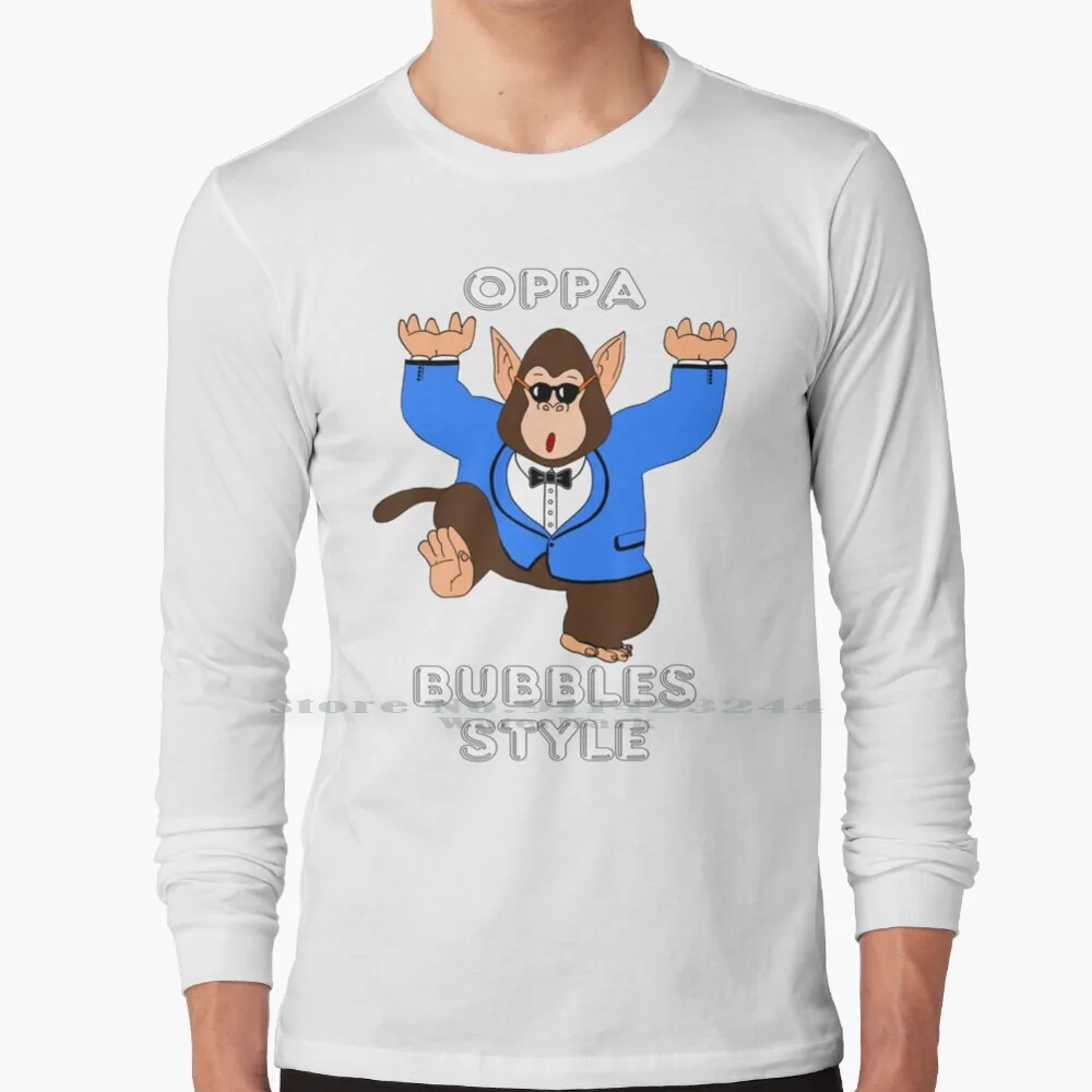 T-Shirt A Maniche Lunghe Stile Oppa Bolle T-Shirt Gangnam Stile Gangnam Bolle Bolla Scimmia Scimmia