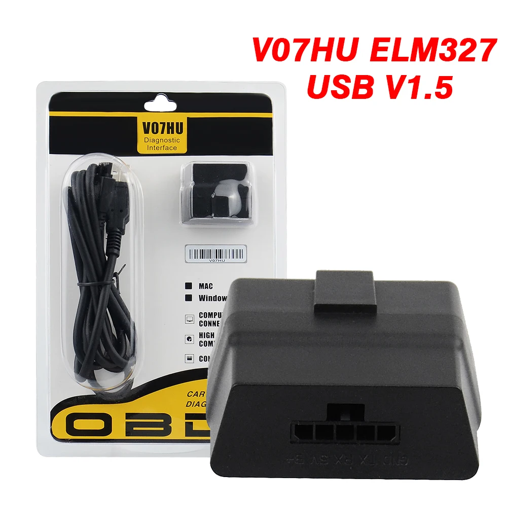 USB ELM327 V1.5 V07HU PIC18f25k80+ FT232RL чип USB RS232 порт на ПК ELM 327 Автомобильный диагностический инструмент для всех OBD2 протокол