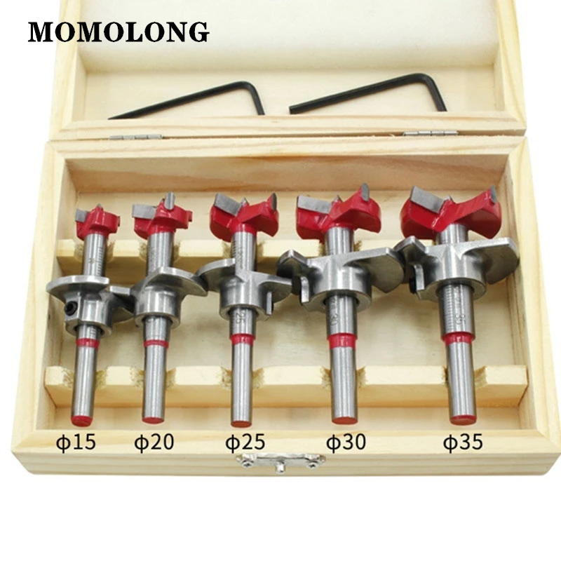 1PCS&5Pcs Hinge Hole Opener Positioning Hole Saw Kit Adjustable 15-35mm  Woodworking Carbide Drill Bits Set 1 3 5pcs 35mm carbide hinge hole drill bits woodworking hole opener positioning drilling adjustable flat wing drill hinge reamer