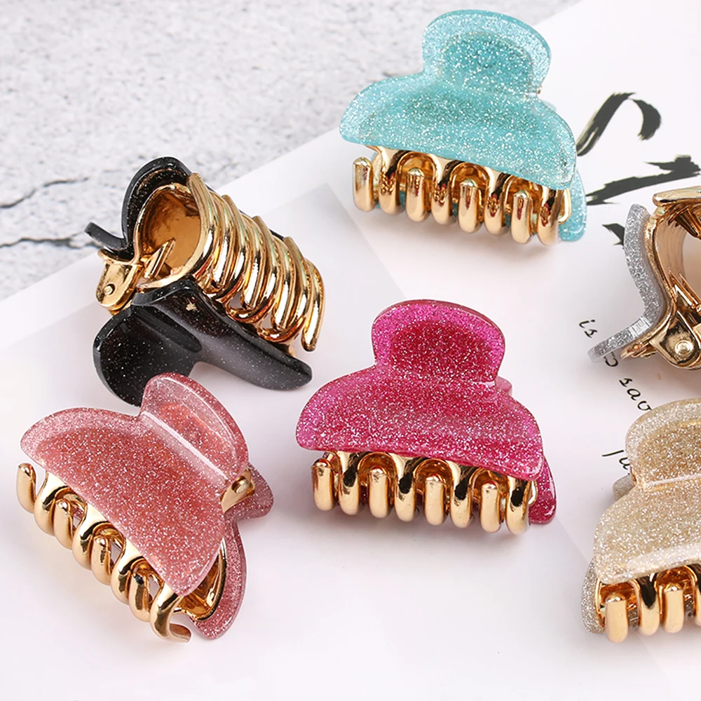 

New Cute Women Girls Mini Glitter Candy Colors Hair Claws Sweet Hair Clips Holder Hairpins Hair ClawFashion Hair Accesories