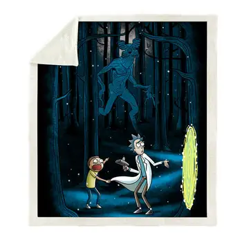 

Anime Rick and Morty Printed Plush Throw Blanket Sherpa Fleece Bedspread Sofa Blankets For Beds Square Picnic Soft Blanket