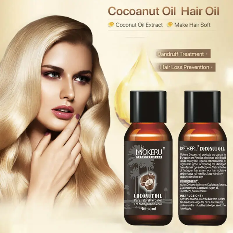 30 мл органическое кокосовое масло для восстановления волос предотвращение потери волос лечение роста делает волосы мягкими и здоровыми