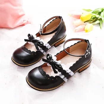 

Womens Round Toe Bowknot Lolita Mary Jane Cute Lace Oxfords Platform Shoes Cute Sweet 3Colors Cosplay Girls Preppy C846