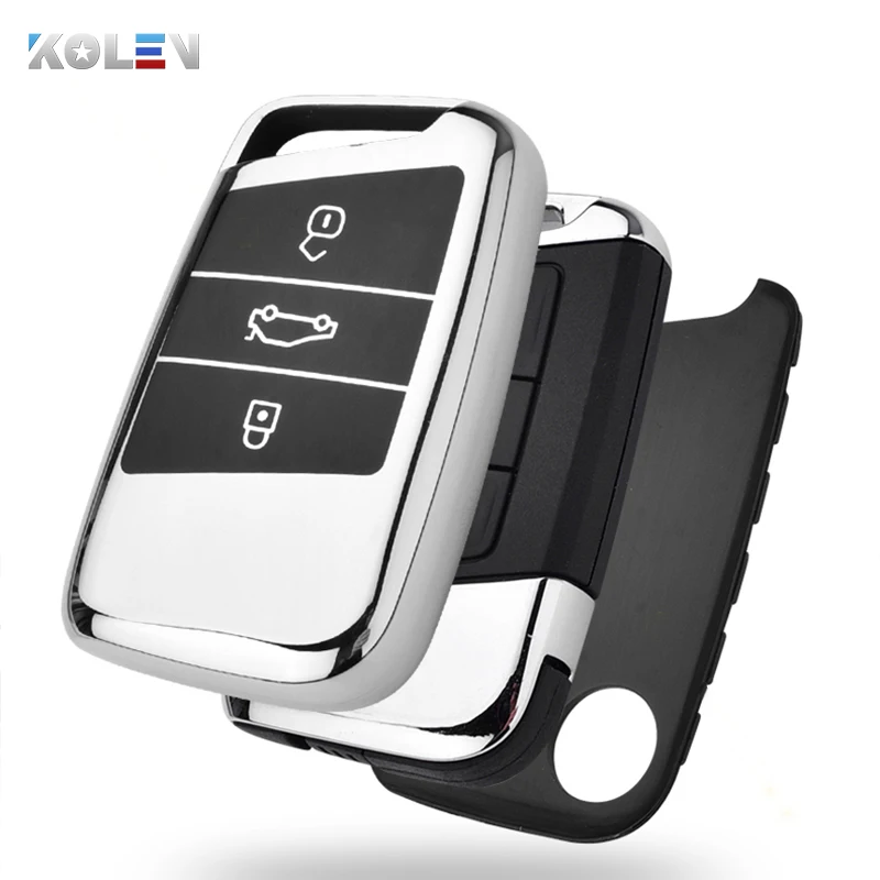 Custodia In Silicone Arancione Per Telecomando Volkswagen Passat B8 / Skoda Superb (3 Pulsanti)