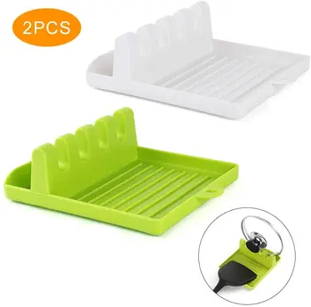 

Kitchen Spoon Holders Fork Spatula Rack Shelf Organizer Plastic Spoon Rest Chopsticks Holder Non-slip Spoons Pad Kitchen Utensil