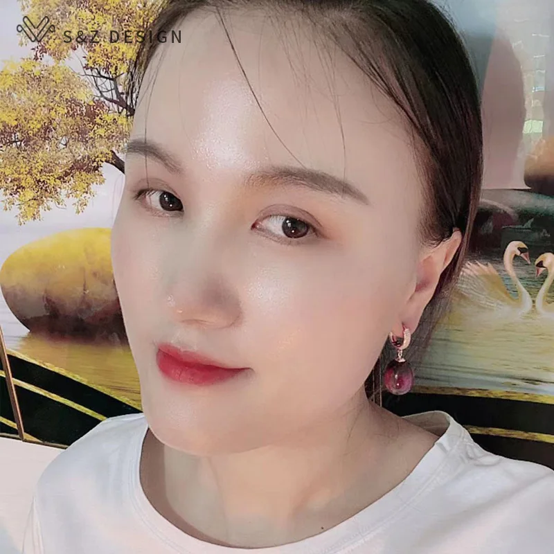 S&Z DESIGN New Trendy Colorful Acrylic Egg Shape Oval Beads Dangle Earrings For Women Wedding Party Elegant Fine Jewelry