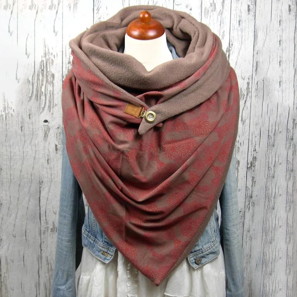 Модный дышащий хлопковый платок, ветронепроницаемый шарф-хомут с пуговицами, накидка, аксессуары для женщин, один размер