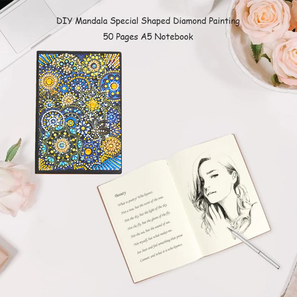 

Practical Diamond Painting A5 Notebook DIY Fashion Office 50 Pages Writing Student Drawing Stationery Embroidery Rhinestone