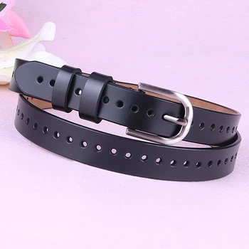 

Long Personality Harajuku Casual Ring Black Metal Belt Students Jean Genuine Leather Waist Belts Tide Silver Pin Buckle