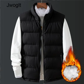 

Spring Autumn Fashion Mens Jacket Sleeveless Vest Casual Coats Male Cotton-Padded Men's Vest Coat Men Thicken Waistcoat M-4XL