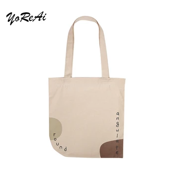 

YoReAi Letter Printed Shoulder Bags Sweet Canvas Bag Japanese Simple Style Totes Original Design Handbag Ladies Casual Handbags