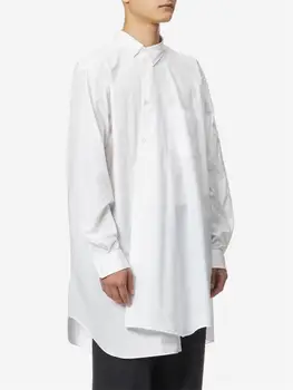 Men's New Fashion Nordic Asymmetrical Burr Personality Design Classic Simple White Casual Loose Large Shirt