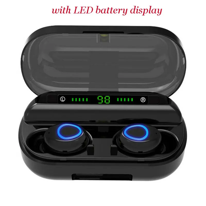 with led 1 пара, Bluetooth 5,0, гарнитура, беспроводные наушники, мини наушники, беспроводная гарнитура, наушники с громкой связью для iphone, Android - Цвет: with led