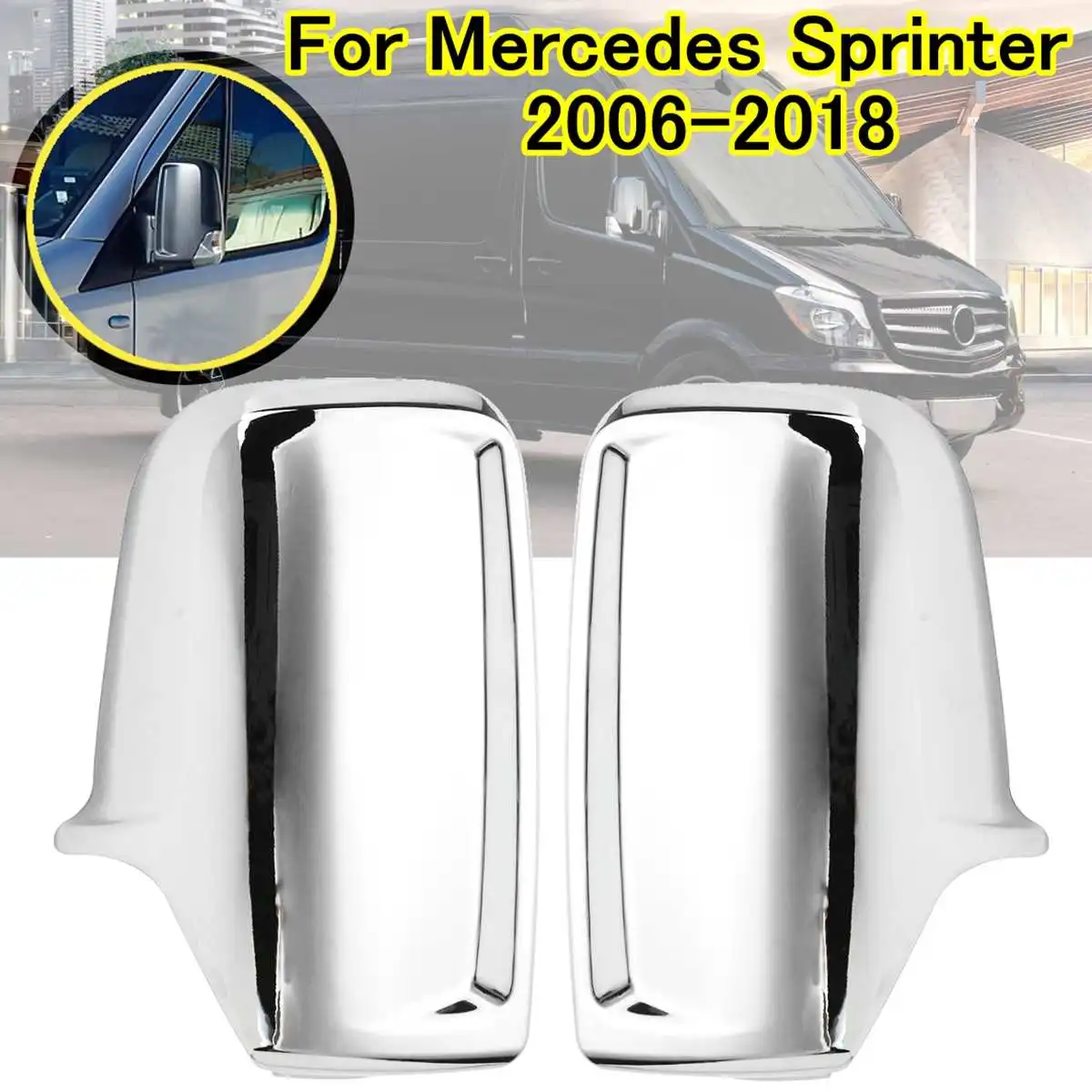 Новая пара глянцевых хромированных зеркал заднего вида для Mercedes Sprinter 2006 2007 2008 2009