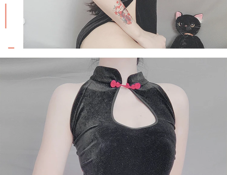 Бархатное винтажное платье Cheongsam с высоким разрезом, с вышивкой, открытая вилка, Униформа, страсть Aodai, комплект платья, соблазнительное сексуальное нижнее белье