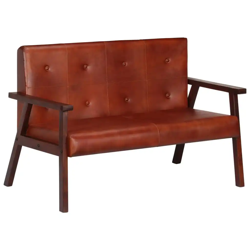 Modern Design Living Room 2 Seater Loveseat Leather Armchair Sofa Upholstered Lounge Couch Solid Wood Dark Brown | Мебель