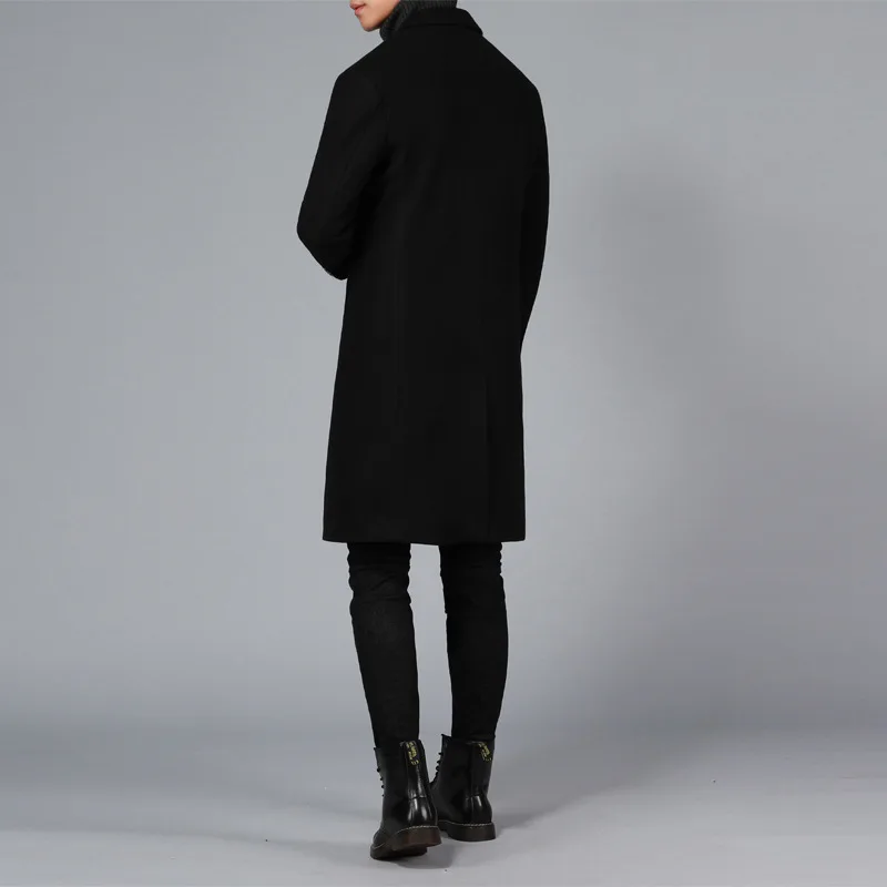 Новое поступление 2020 зимнее очень теплое шерстяное пальто Мужская черная
