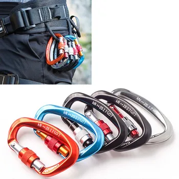 

5Pcs 25KN Screw Locking Carabiner Karabiner Safety Aviation Aluminum Buckle For Rock Climbing 17mm Door Width
