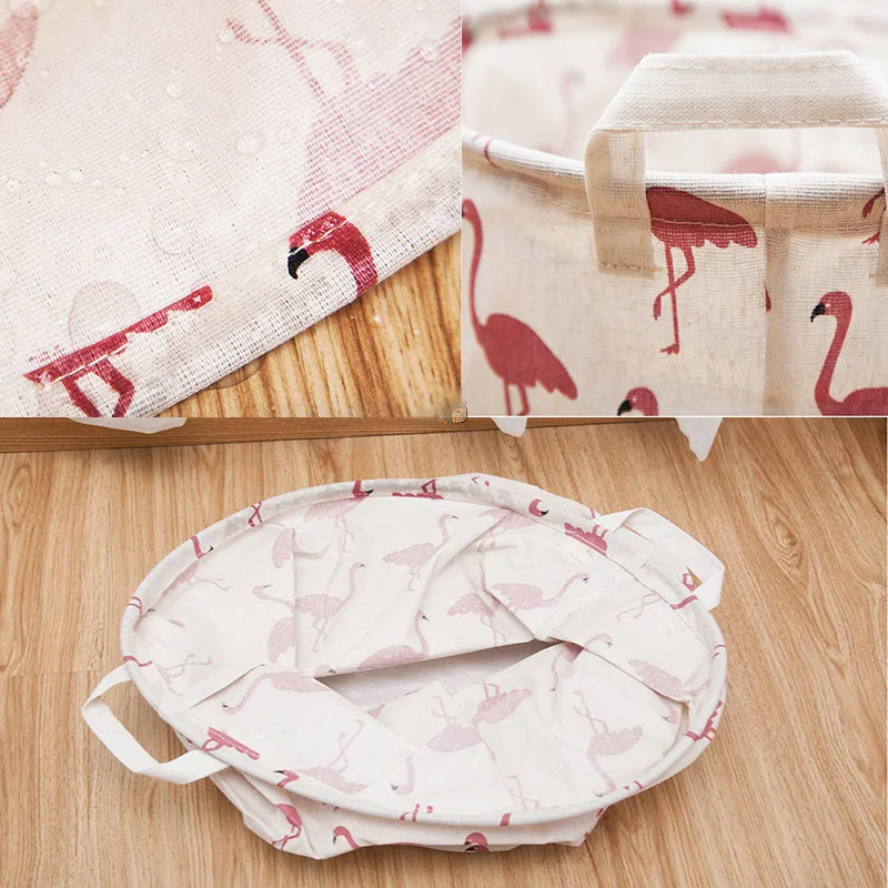 1pc Laundry Basket Folding Round Storage Fabric Bag Large Clothes Toy Holder Handle Bucket Organizer Large Capacity