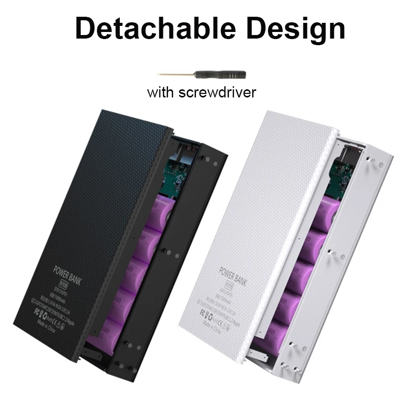 Welding Free 5*18650 Battery Storage Box PD QC3.0 USB 10W Fast Wireless Charging Power Bank Case 18650 Battery Holder Box