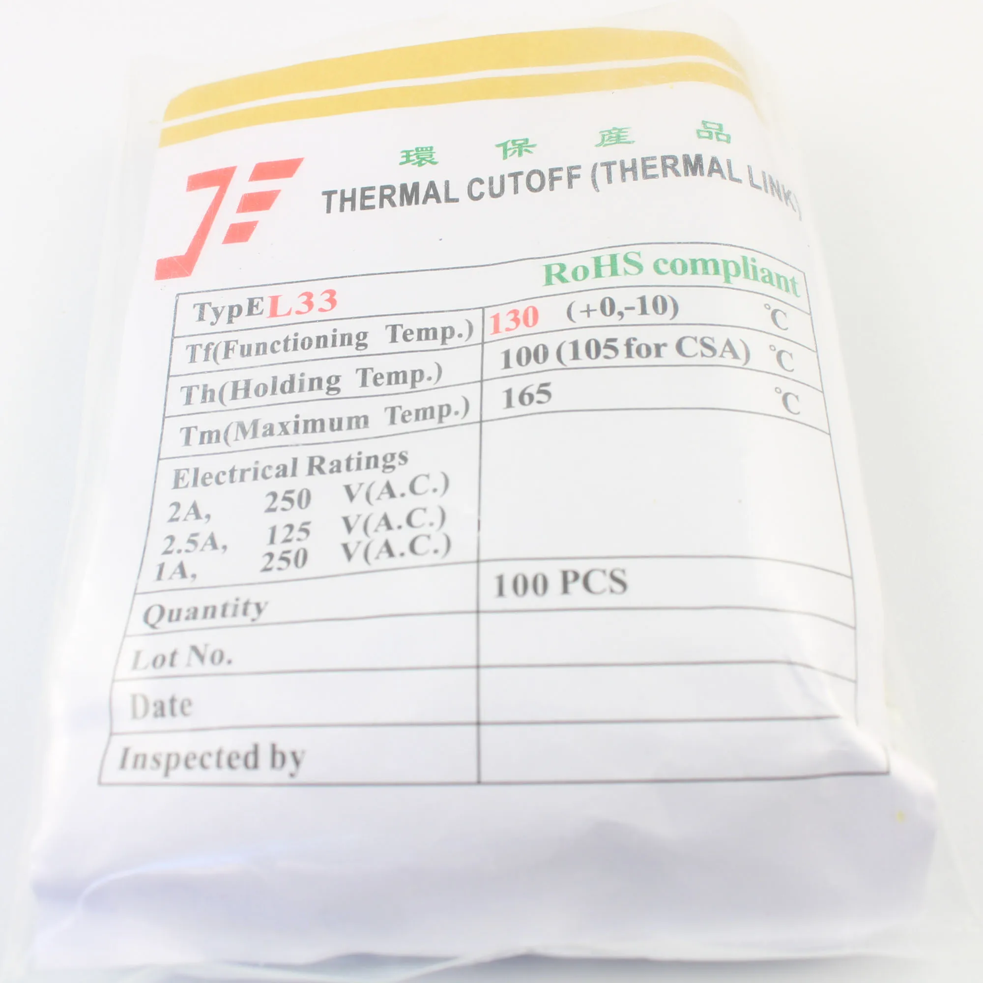 10 шт. L33 выключение TF 130 градусов Термопредохранитель 2 А 250 В|thermal fuse 2a|thermal fusethermal 2a