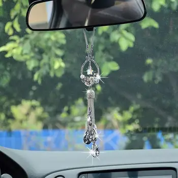 

Car Interior Pendants Crystal Shiny Decorative Suspension Hanging Ornaments Rearview Mirror Pendant
