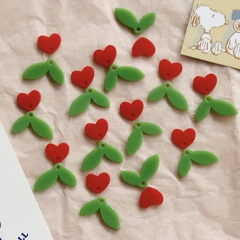 

bai da kuan Super Sweet Cute Little Love and Leaves Resin Pendant DIY Earring Jewelry Handmade Accessories