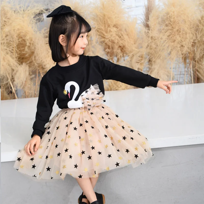 

MudiPanda Girls Casual Dress 2021 Spring/Summer Kids Sequins Dresses Children Lovely Mesh Dress Party Costumes Toddler Clothing