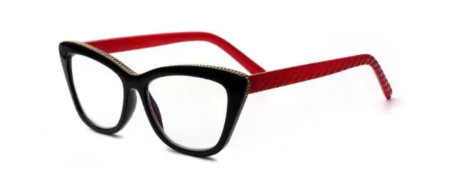 black red leg Красные ноги черная оправа Очки для чтения «кошачий глаз» пластиковые пресбиопические женские очки оправа Классические Стильные очки по рецепту - Цвет оправы: black red leg